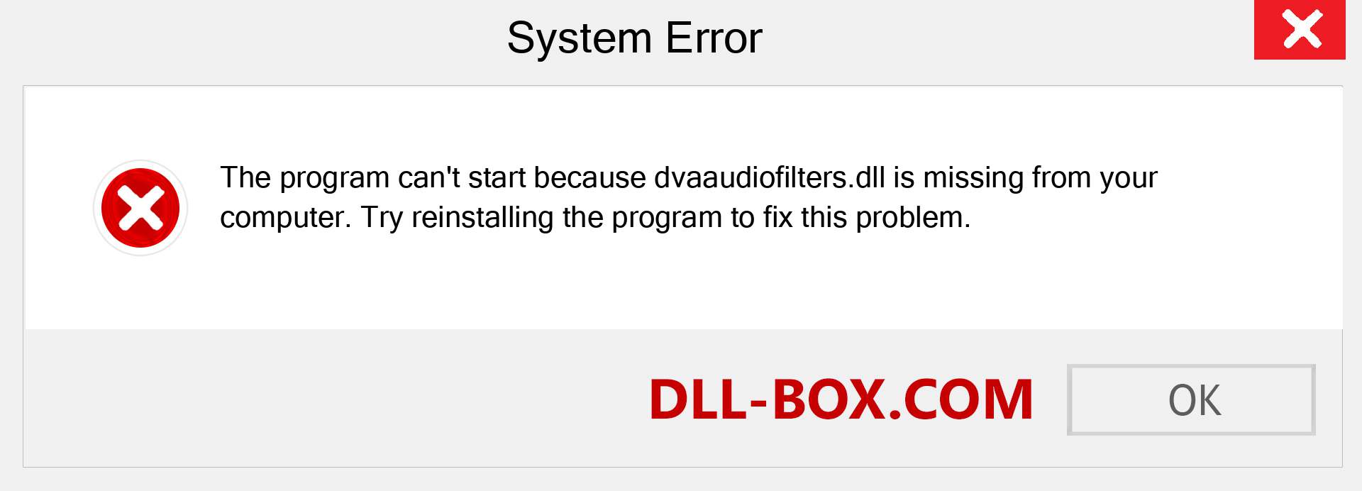 dvaaudiofilters.dll file is missing?. Download for Windows 7, 8, 10 - Fix  dvaaudiofilters dll Missing Error on Windows, photos, images